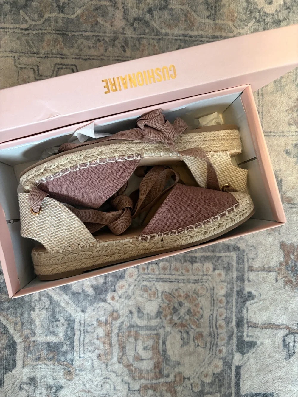 CUSHIONAIRE Talisa Espadrille Wedge in Dusty Rose